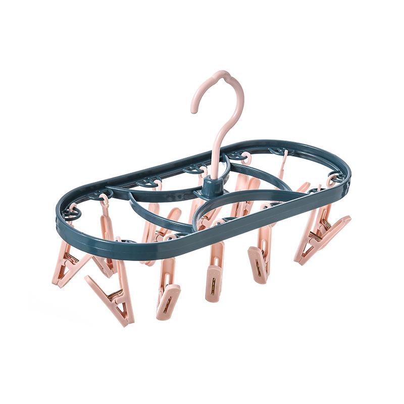 Plastic Drying Rack 12 Clips Windproof Multifunctional Dormitory Household Underwear Socks Drying Rack