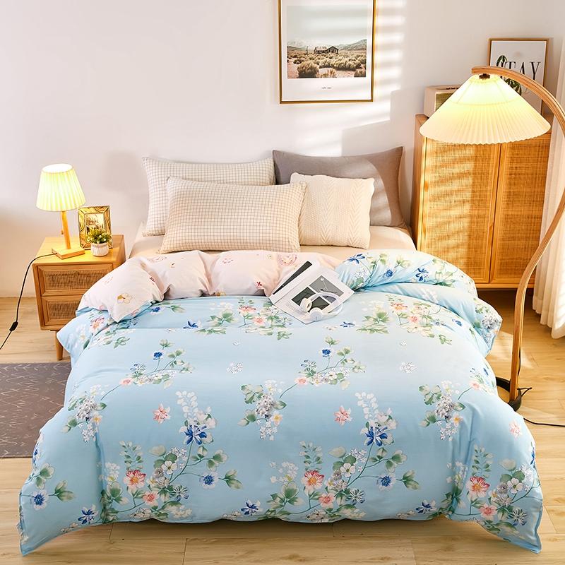 Pink Floral Duvet Cover 100% Cotton Flowers Print Aesthetic Comforter Cover Soft Skin-friendly Bedding for Teens Kids Girls Gift