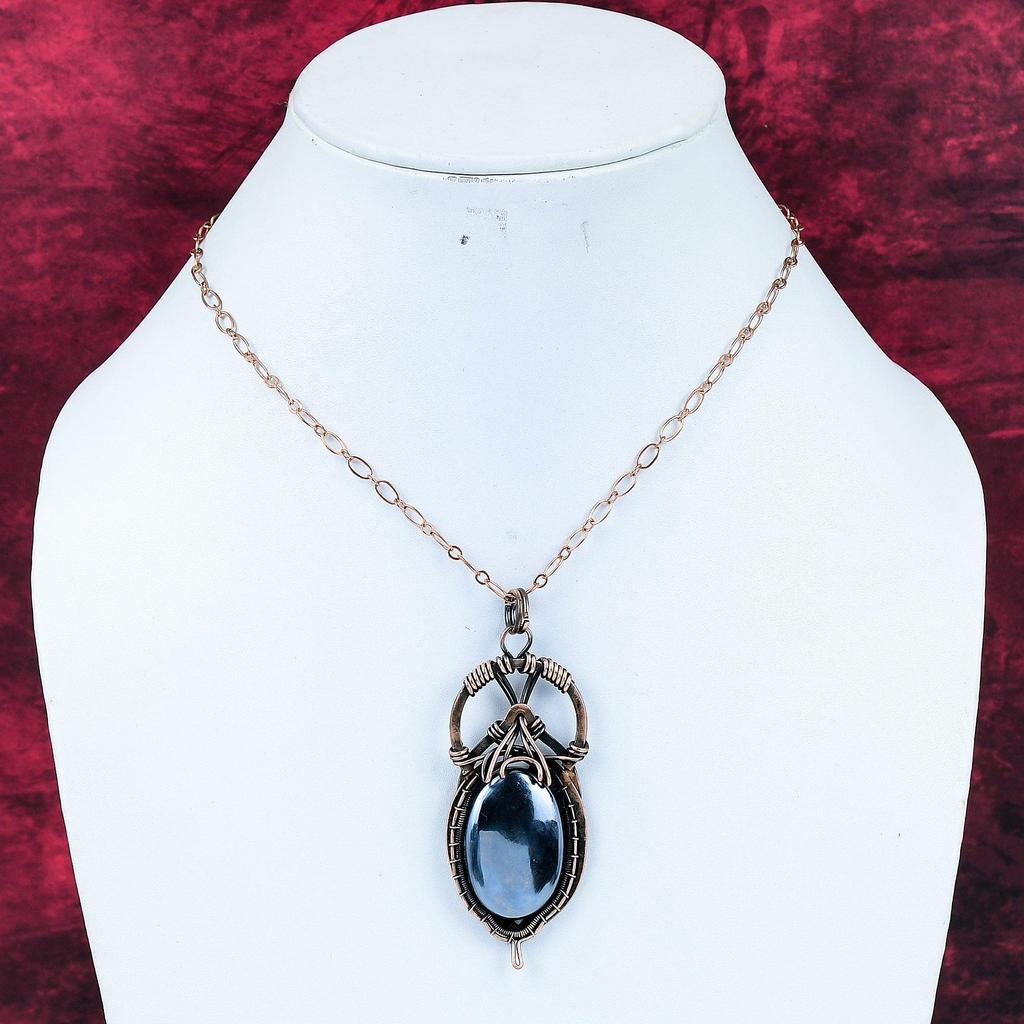 Shungite Pendant Copper Wire Wrapped Gemstone Pendant Copper Jewelry Handmade Pendant Wire Wrap Jewelry Gifts For Wife Birthstone Pendants