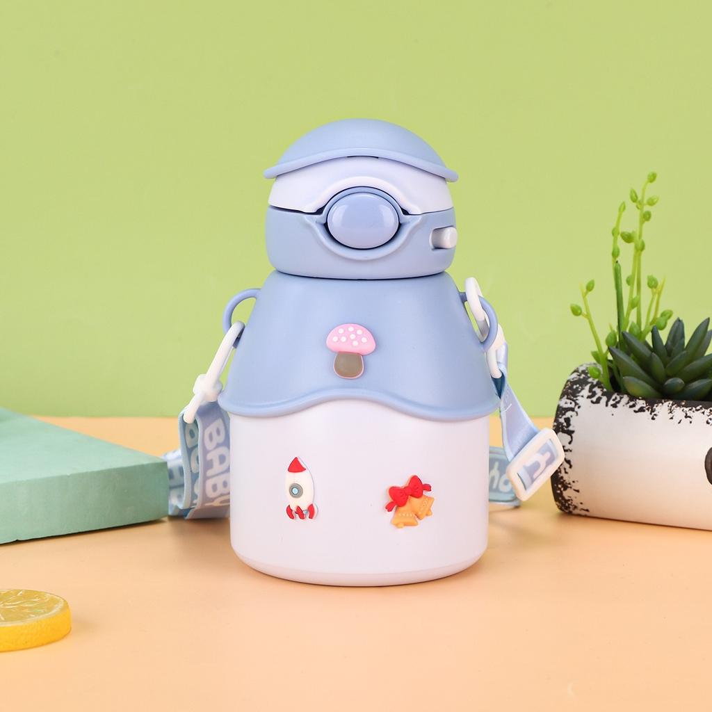 New Cartoon Figure Pot Belly Cup Stainless Steel Children's Thermos Cup Male and Female Students Portable Carrier Cup with Straw