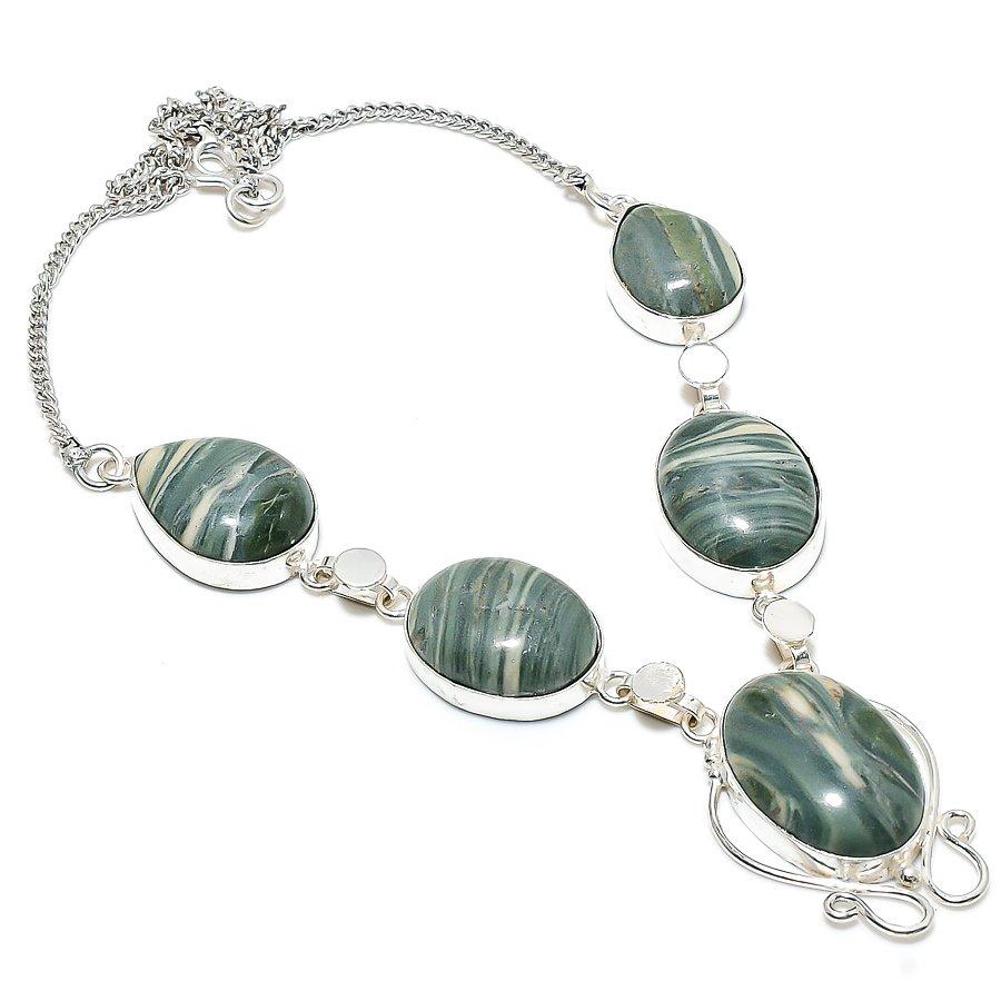 

Imperial Jasper Gemstone 925 Sterling Silver Jewelry Necklace 18 o9r81 красный