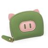 PU Leather Cartoon Pig Multi Card Slot Holder Zipper Coin Purse Soft Touch Clip Wallet for Women Kids Party Use