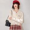 Embroidery Cardigan Sweater for Women Autumn Casual Loose Knit Button Front Fashion Sweaters