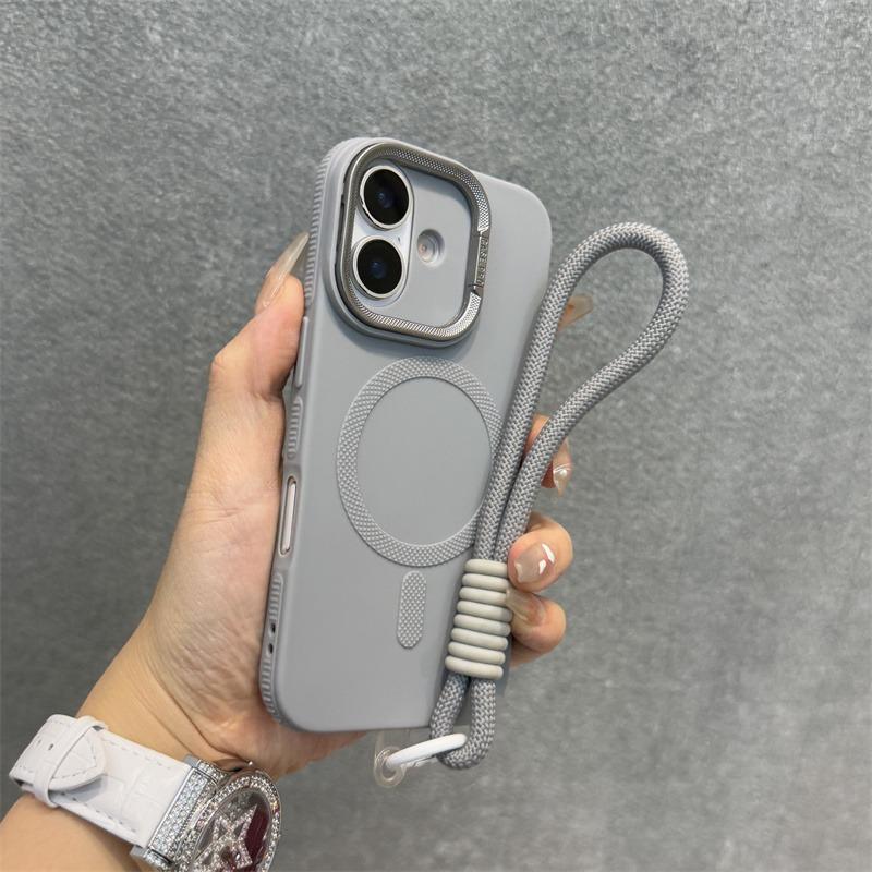 Luxury Kickstand Stand With lanyard Magsafe Phone Case For iPhone 11 12 13 14 15 16 Pro Max Plus Magnetic Soft Bumper Back Cover