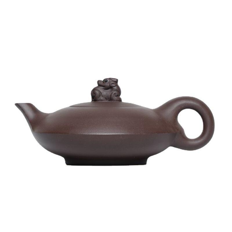 

180 мл антикварные чайники из фиолетовой глины Исин, ручная работа, благоприятный звериный горшок, чайник из сырой руды, фиолетовый глиняный чайник с ситечком, чайный сервиз Zisha, подарок