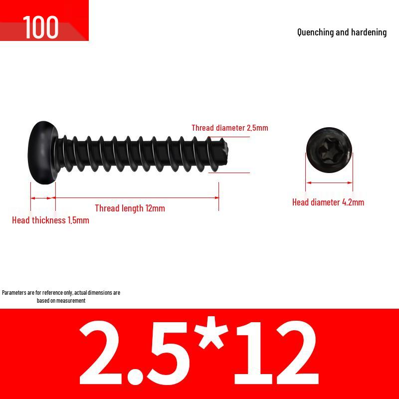 Black Zinc Plated M2 Pan Head Anti-Theft Hex Screws, Flat Tail, Self-Tapping