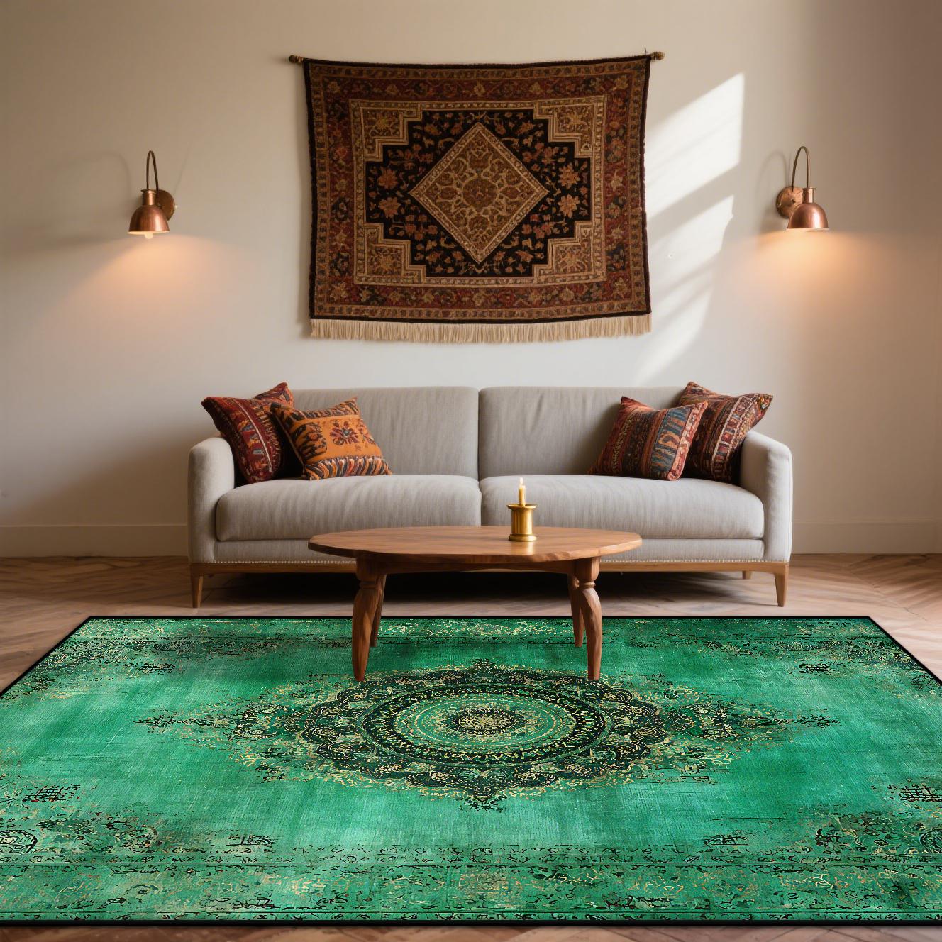 

Bohemian Retro Large Living Room Carpet Persian Decoration Home Sofa Tea Table Rug Lounge Bedroom Easy Cleaning Foot Mat Bedside 60x90cm