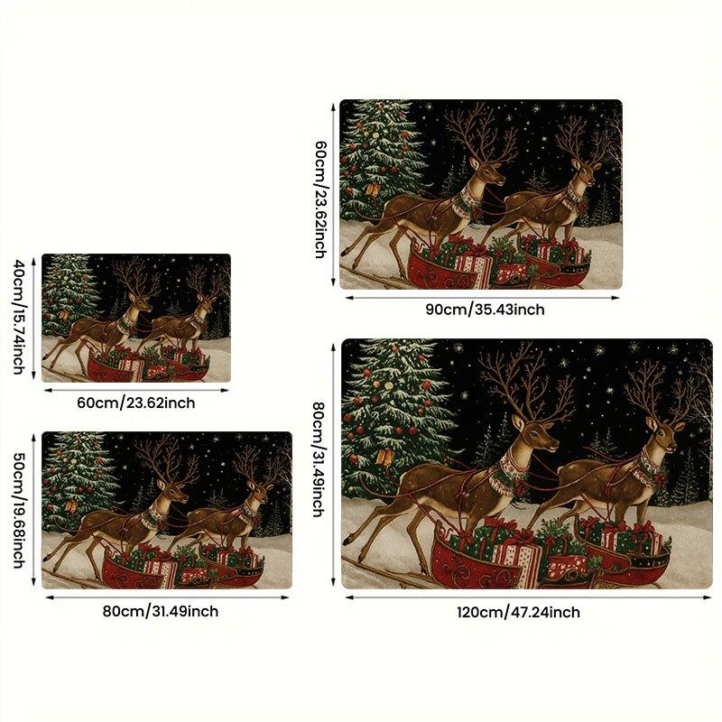 1 Stück Anti-Ermüdungs-Küchenteppiche Schlitten Weihnachten Wasserdicht Rutschfest Dick Gepolsterte Küchenmatte Schwerlast Komfort Stehmatte für Küche