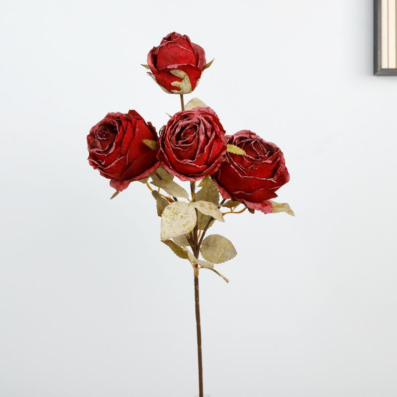 Simulation Retro Dew Lotus Bouquet Burnt Edge Decoration Artificial Flower Indoor Living Room Autumn Dew Lotus Simulation Flower