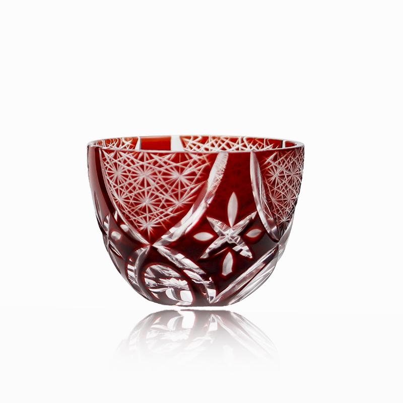 Edo Kiriko Japanese Style Sake Glass 2oz Hand Carved Crystal Shot Glasses for Tequila Liquor Soju  50ml красный
