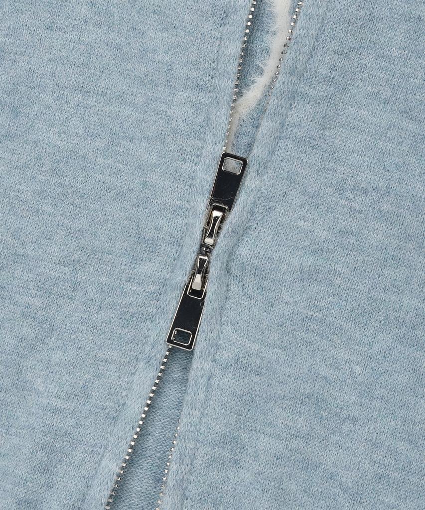 LMR Hairy Lettering Track Crop Knit Zip-Up Blue