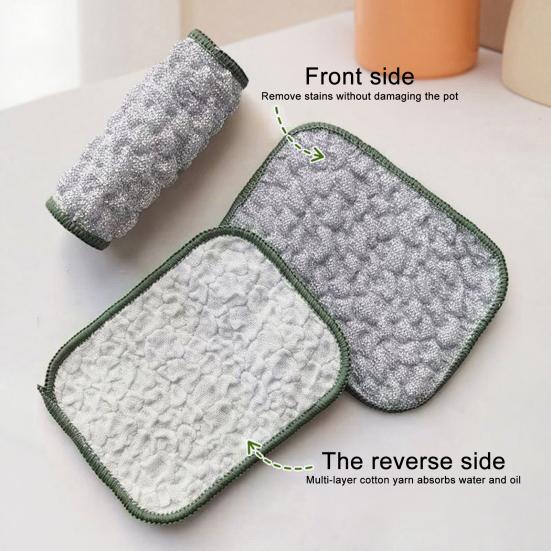 1/2/5/10Pcs Wood Fiber Dishwashing Cloth Double-Sided Cleaning Cloth with Silver Silk Fabric Reusable Kitchen Towel