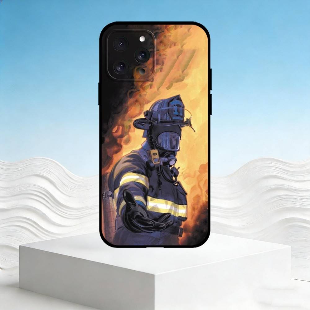 

F-firefighters Phone Case For iPhone 17,16,15,14,13,12,11 Plus,Pro Max,SE4Soft Silicone Black Cover iPhone17