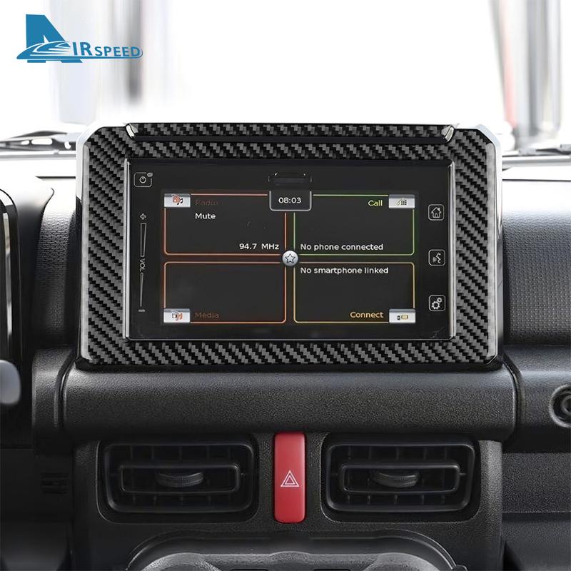 Real Soft Carbon Fiber Sticker For Suzuki Jimny 2024 2025 LHD RHD Car Central Control Screen Frame Trim