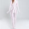 Womens Shiny Satin Glossy Silky Leotard Jumpsuit 2 Zipper Open Bust & Crotch Bodysuit Catsuit