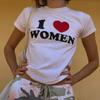 Seksowna kawayii litera I LOVE WOMEN nadruk lata 90. Graficzny T-shirt Harajuku Topy Koszulka Słodka Koszulka z Krótkim Rękawem estetyczna dopasowana koszulka baby tees