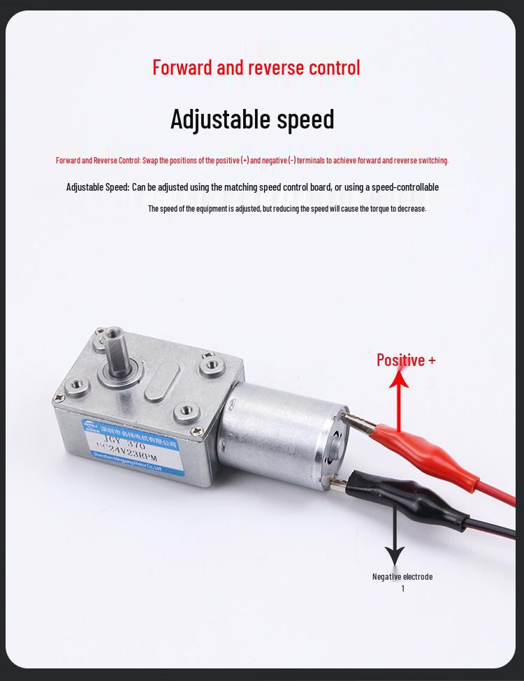 JGY370 Mini DC Motor - High Torque, Low Speed, Worm Gear, 6V/12V/24V