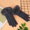 New Women Winter Keep Warm Touch Screen Suede Fabric Female Plush Wrist Not Bloated Elegant Solid Soft Cycling Drive Gloves