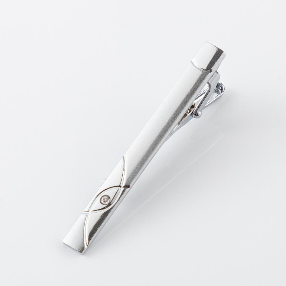 Electroplated Silver Sandblasted Point Diamond Iron Tie Clip, Men'S Business Casual Dress Collar Clip.