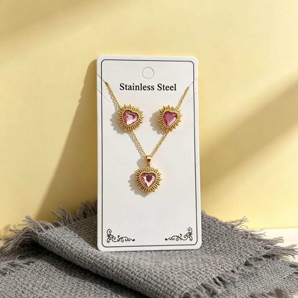 Trendy European & American Stainless Steel Earrings and Necklace Set: Light Luxury Styles