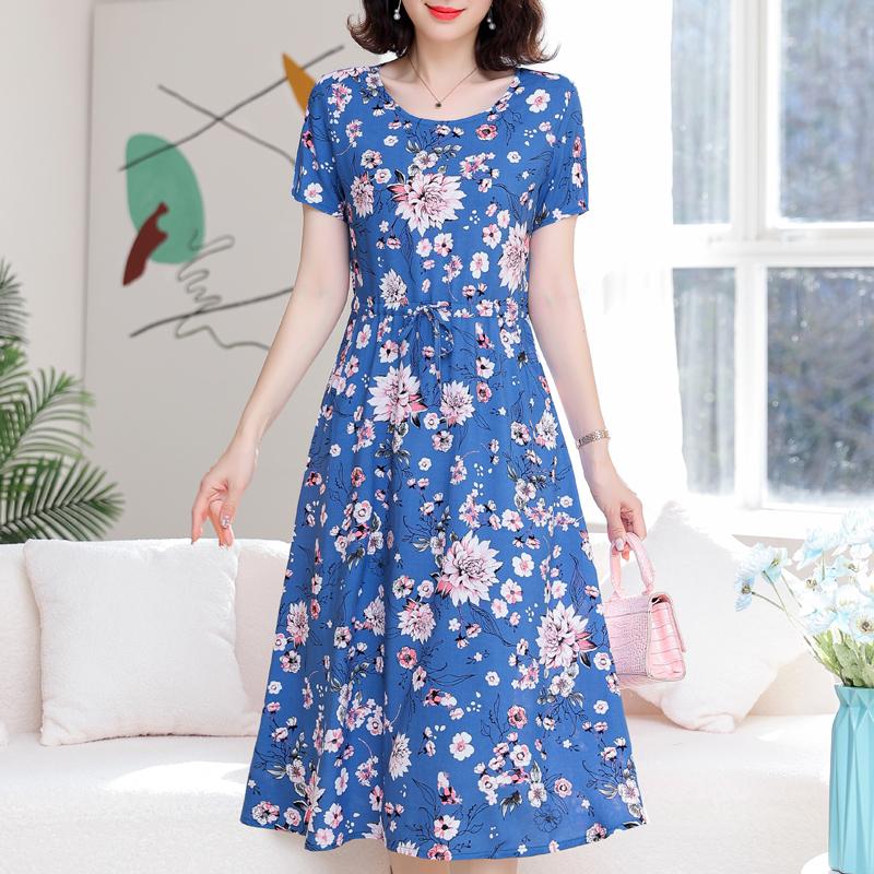 

Повсякденні жіночі сукні Літній вінтажний одяг Тонкий великий розмір з коротким рукавом Елегантна довга сукня 5XL