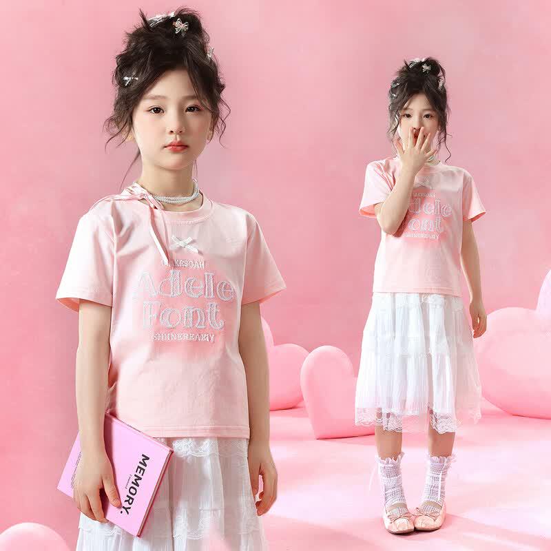 Little Tiger Patti Girl s Sweet Ballet Style Printed T-shirt Skirt Set 140cm