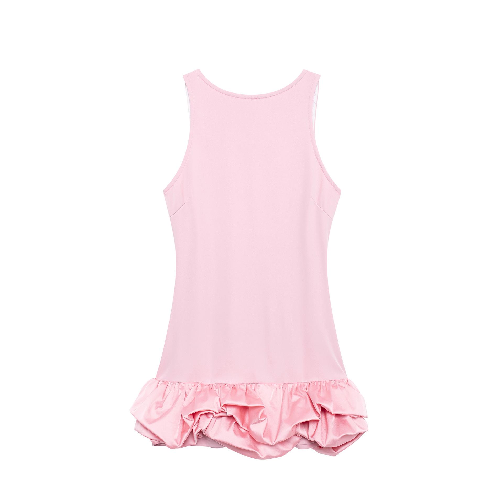 

DAFIFY Модные женские летние весенние платья без рукавов с принтом однотонного цвета, с круглым вырезом и высокой талией, повседневные L