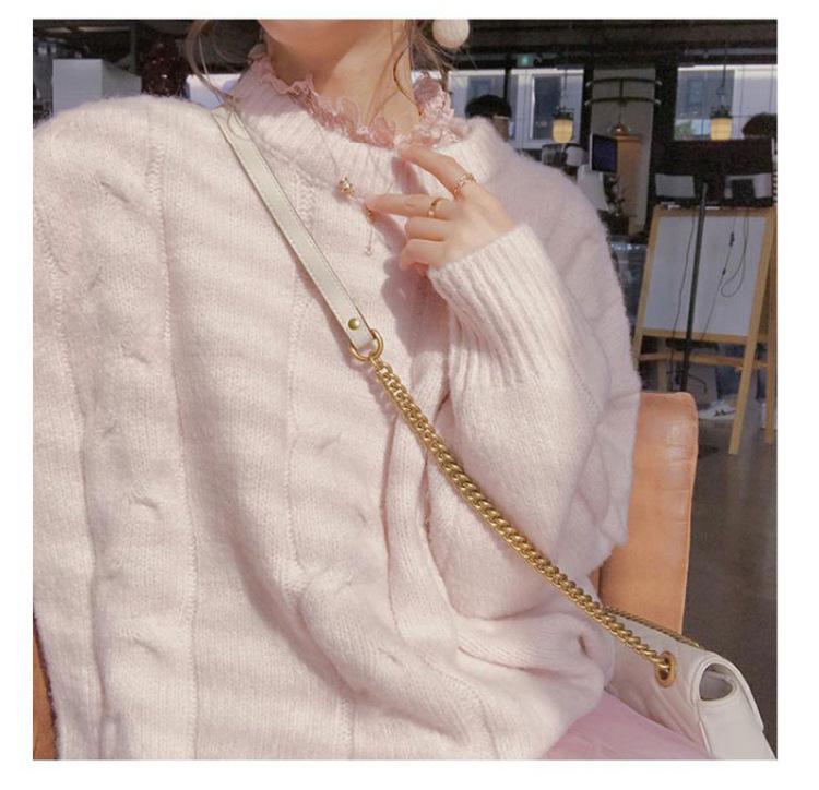 Damen Weicher Blauer Fufu Pullover: Lockerer, wachsartiger Strickpullover für Herbst und Winter