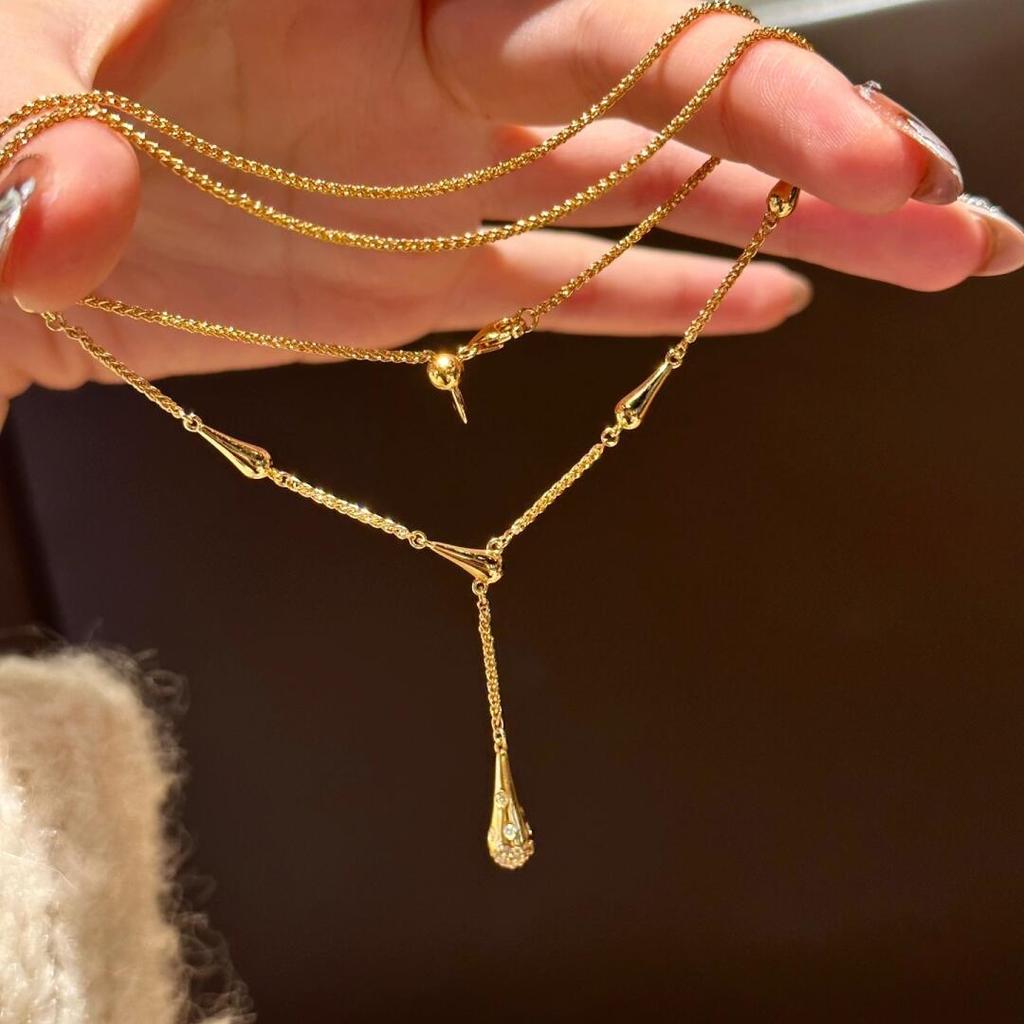 Hourglass Water Droplet Small Waist Necklace, Light Luxury Exquisite Temperament, High-end Feeling Necklace, Collarbone Chain for Women