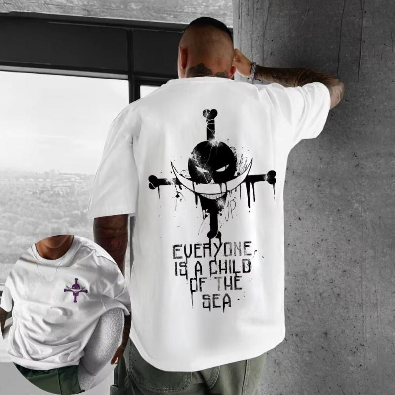 

One Piece Summer Mens Tshirt Anime Edward Newgate Autumn Boys Childrens Shortsleeved Punk Loose Trendy Parentchild Outfit S