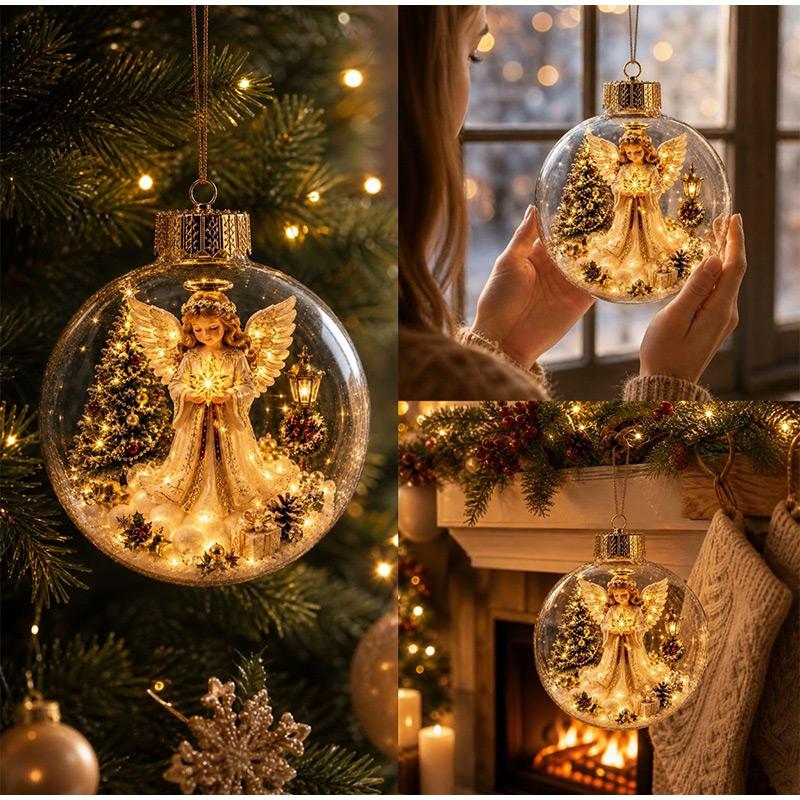 10cm Glowing Christmas Ball Clear Sphere Ornament Luminous Santa Tree Pendant Holiday Decor for Home Xmas Window Gif