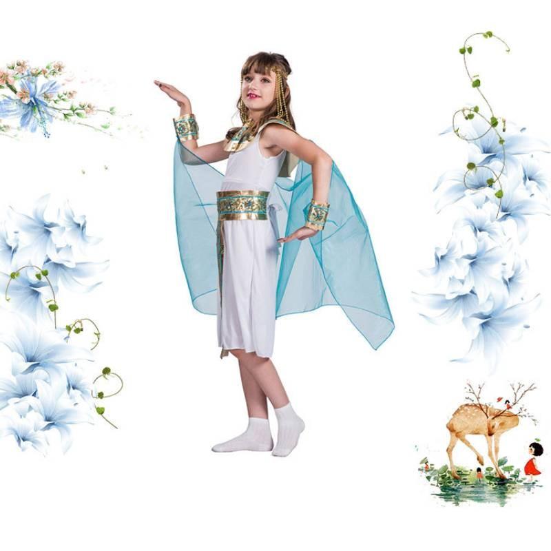 Purim Egyptisk Drottning Cosplay Kostym För Flickor Halloween Rollspel Med Polyestertyg För Temafester