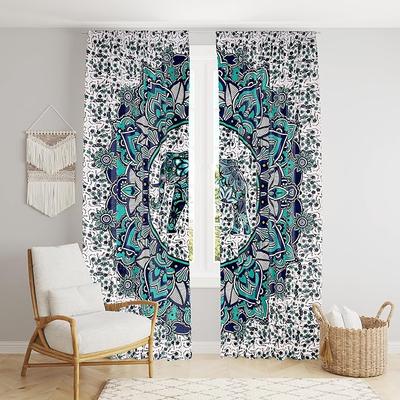 Krásne indické bohémske psychedelické hippie ombre okenné závesné panely do spálne, obývačky, na balkón (Slonia kvetina)