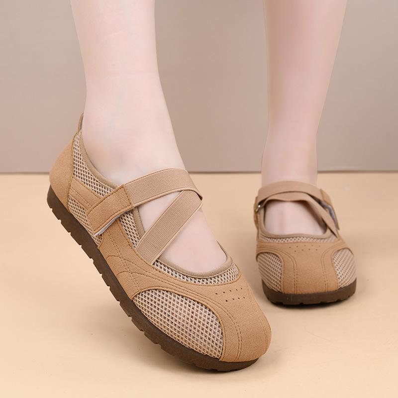 Middle-aged Mother Shoes Mary Jane Shoes Thin-soled One-pedal Casual Women's Shoes Breathable Mesh Shoes
