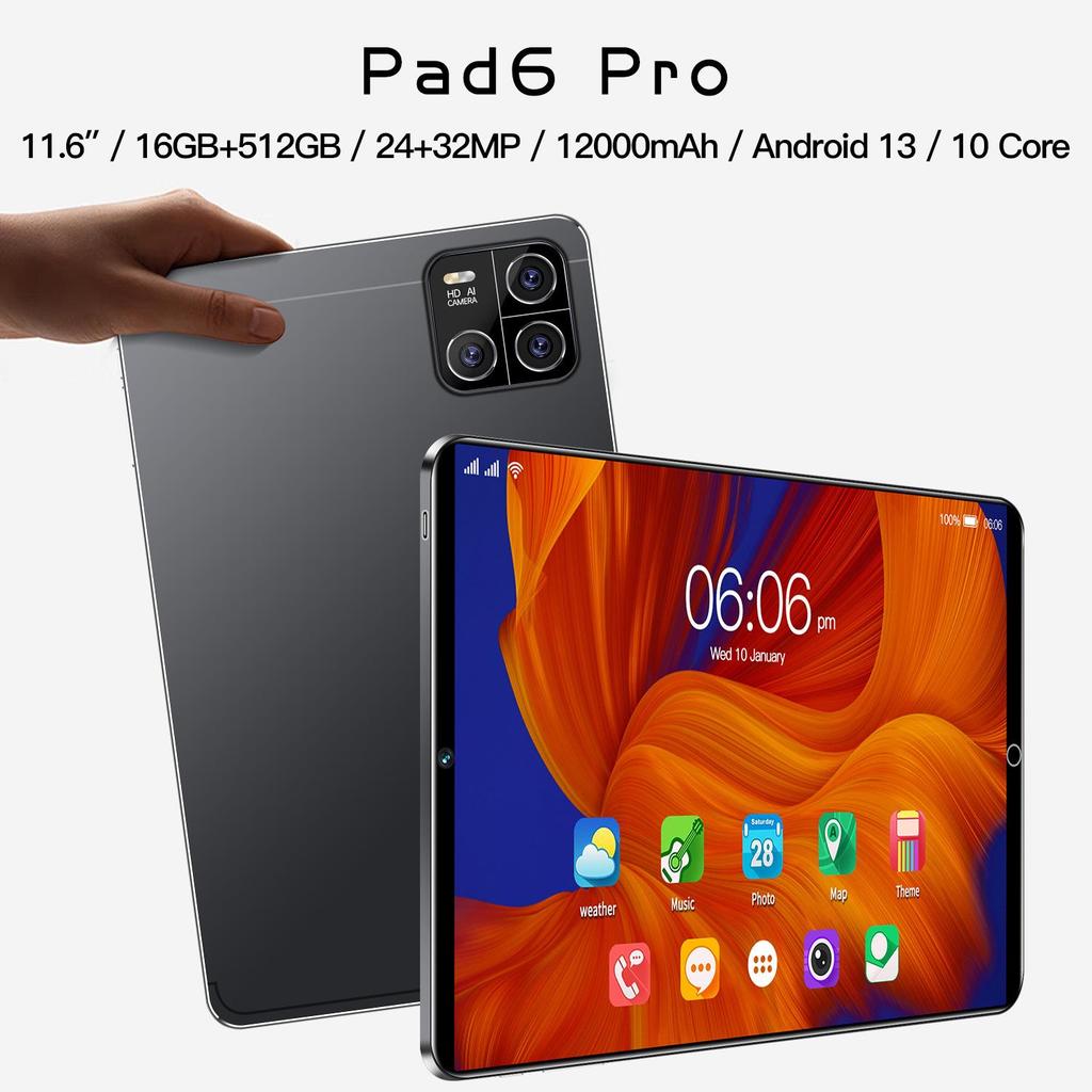 10-Inch Android Tablet Pad6 with WiFi, Dual SIM & Card Slot