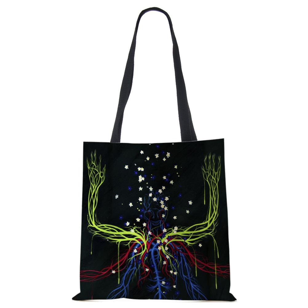 Painted Abstract Print Casual Shoulder Bag Women Shopping Reusable Tote Bag 2022 Harajuku Canvas Travel School Beach Handbag