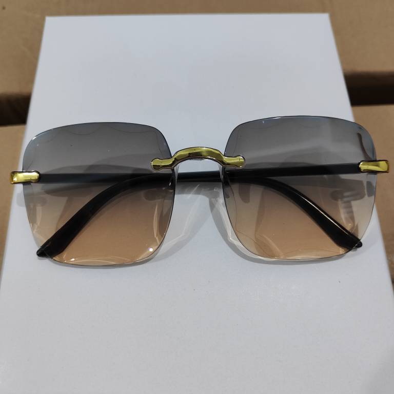Frameless Trimmed Square Sunglasses Women'S Round Face Plain Sunglasses Gradual Change Glasses