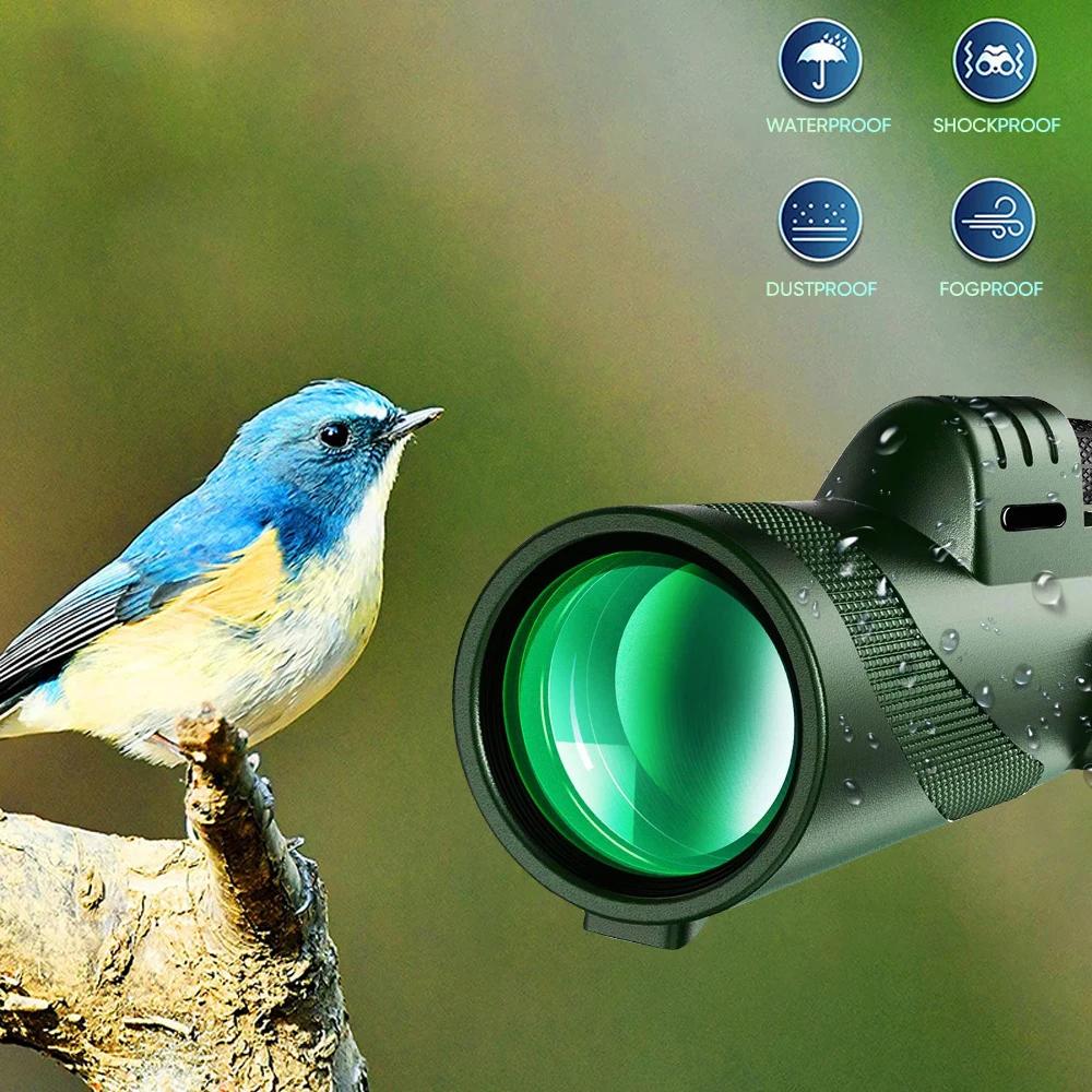 80x100 Hd Monocular Telescope Hd Zoom, Long Range Powerful Scope With Tripod & Phone Clip For Camping Outdoor Tourism