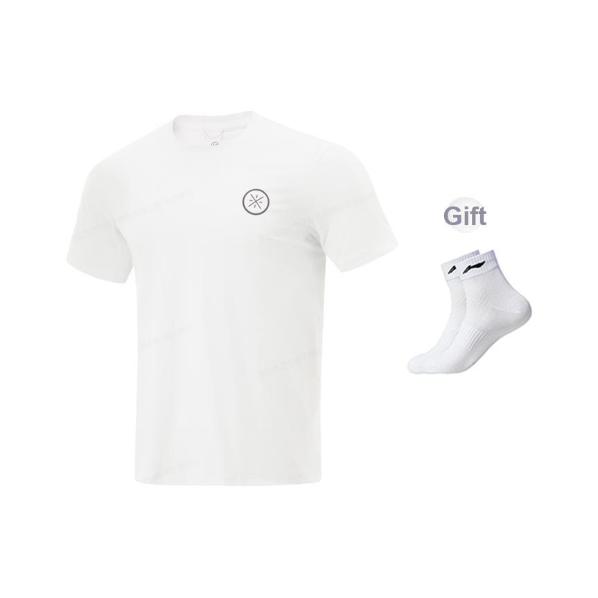 Li Ning Wade Series Comfortable Breathable Versatile Casual Simple Round Neck Pullover Short Sleeve T-Shirt Men T-Shirts Standard-White ATSV017-2