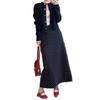 Korean High-End Black Polka Dot A-line Skirt for Women - Autumn/Winter, High-Waisted, Slimming, Versatile, Hip-Hugging, Drape Loose Fit.