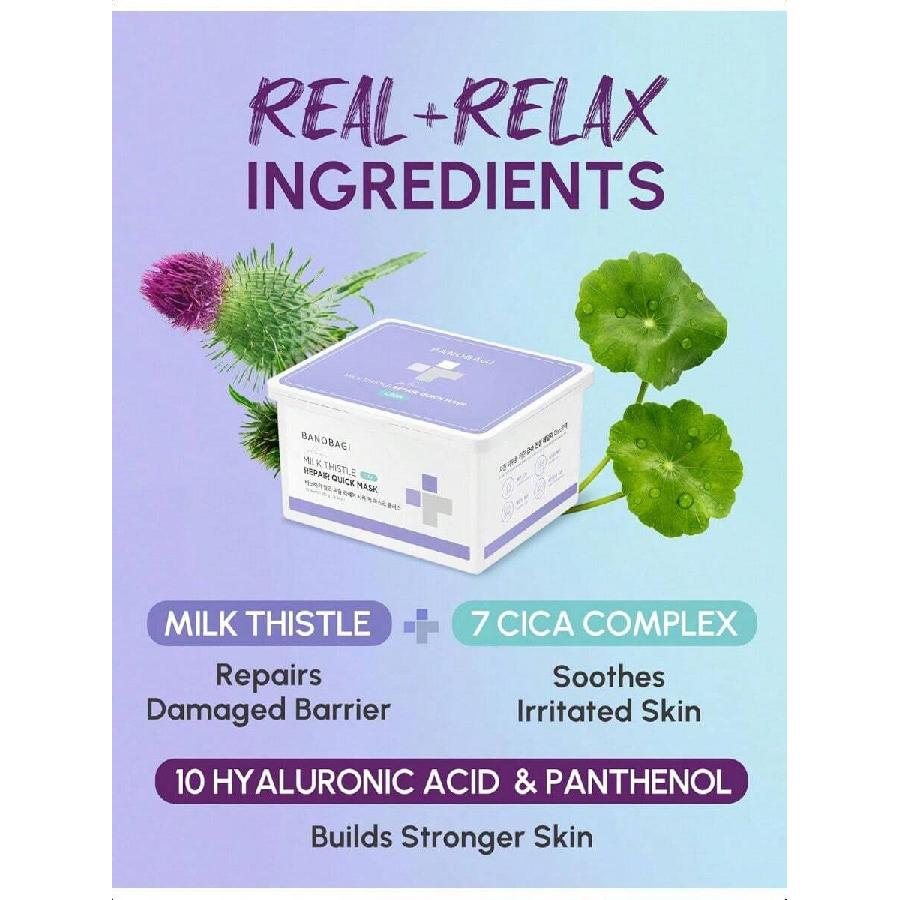 Banobagi Milk Thistle Repair Cica Quick Mask Plus 350g | Daily Calming Face Mask Moisturizing & Hydrating Face Mask Sheets |