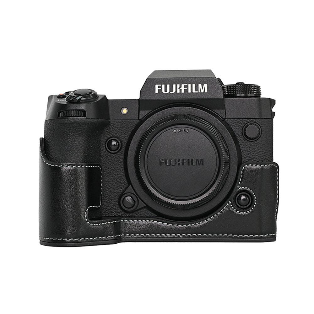 Półpokrowiec na aparat z PU skóry dla Fujifilm XH2 XH2S Fuji X-H2 X-H2S Otwierany od dołu Pokrowiec ochronny