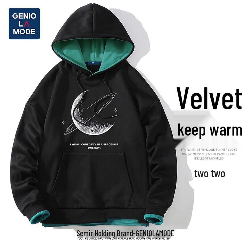 

GENIOLAMODE Men s Loose Fit Hooded Sweatshirt 2XL