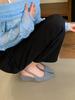 Women's Suede Closed Toe Wedge Heel Open Back Spring French Style Sandals - Perfect for Daily Wear