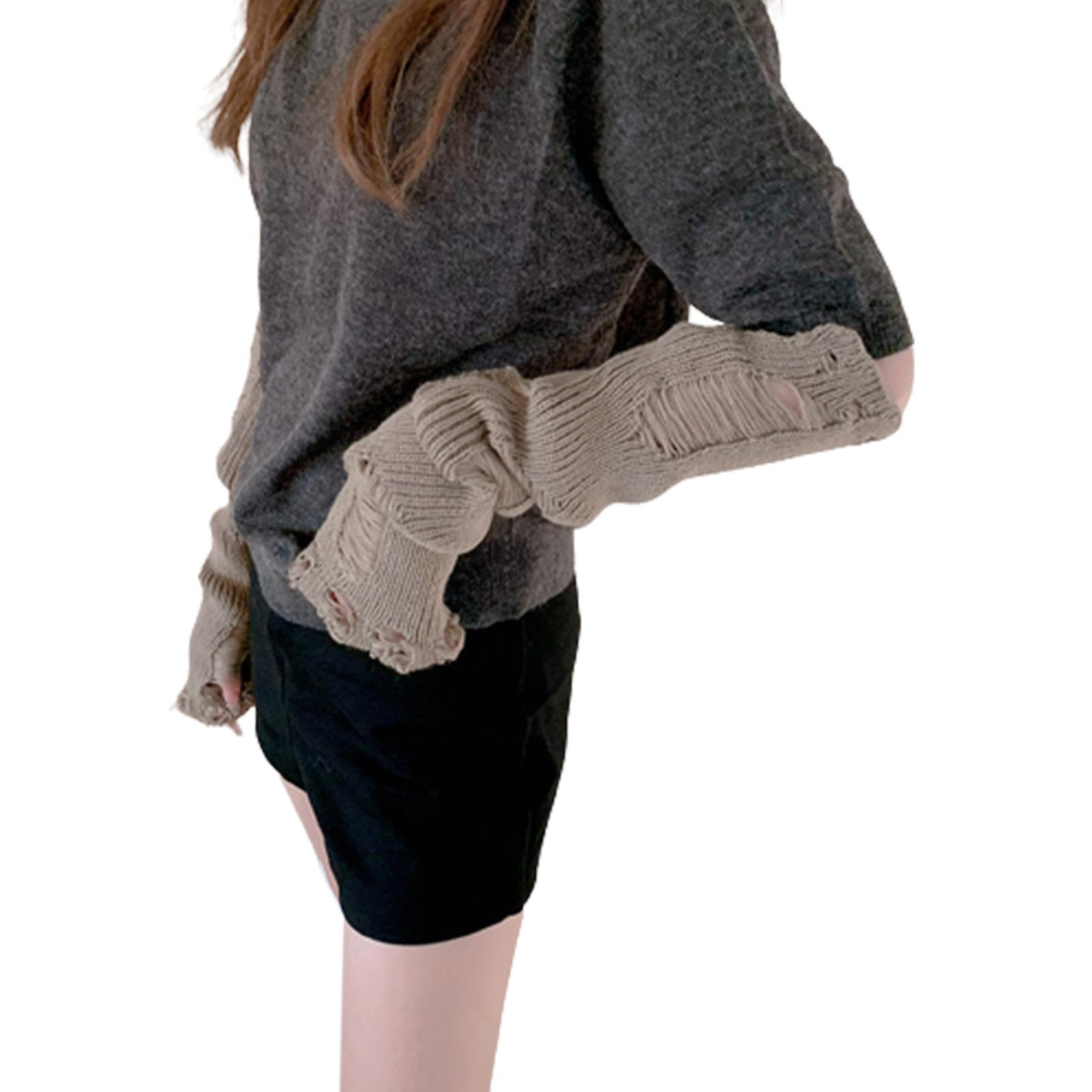 

Девичьи готические перчатки, состаренные перчатки, аксессуары для перчаток без пальцев, рваные рукава, готические для подростков хаки