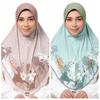 Flower Printed Arab Lady Headscarf Chiffon Head Wrap Fashion Eid Al-Fitr Long Floral Turban  Arab