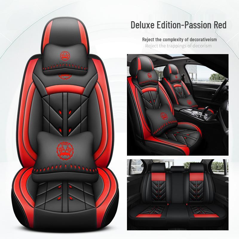 Universal Full Leather Car Seat Cushion for Five-Seaters - All-Season Coverage