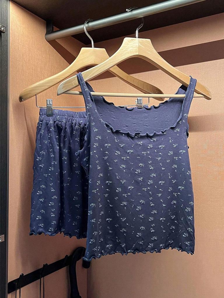 Europejski i Amerykański Styl Kwiatowy Kamizelka z Kieszeniami i Szorty Zestaw Piżamy dla Kobiet