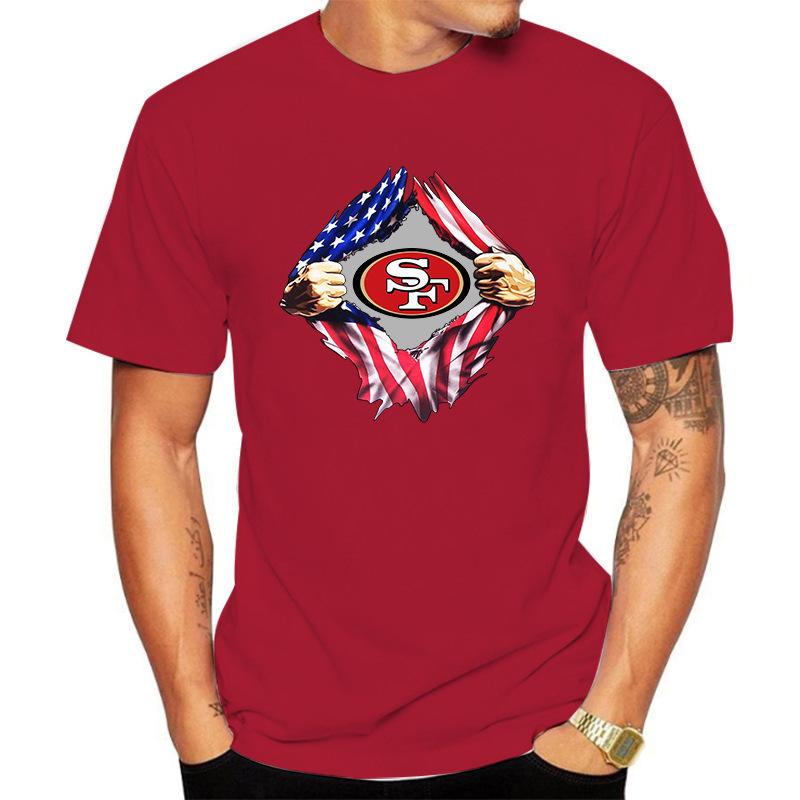 Football T Shirt Men Cotton Print American Flag Crack Graphic Short Sleeve Tees NFL Team Fan Casual Sports Tops Summer O-Neck Daily Wear Shirts