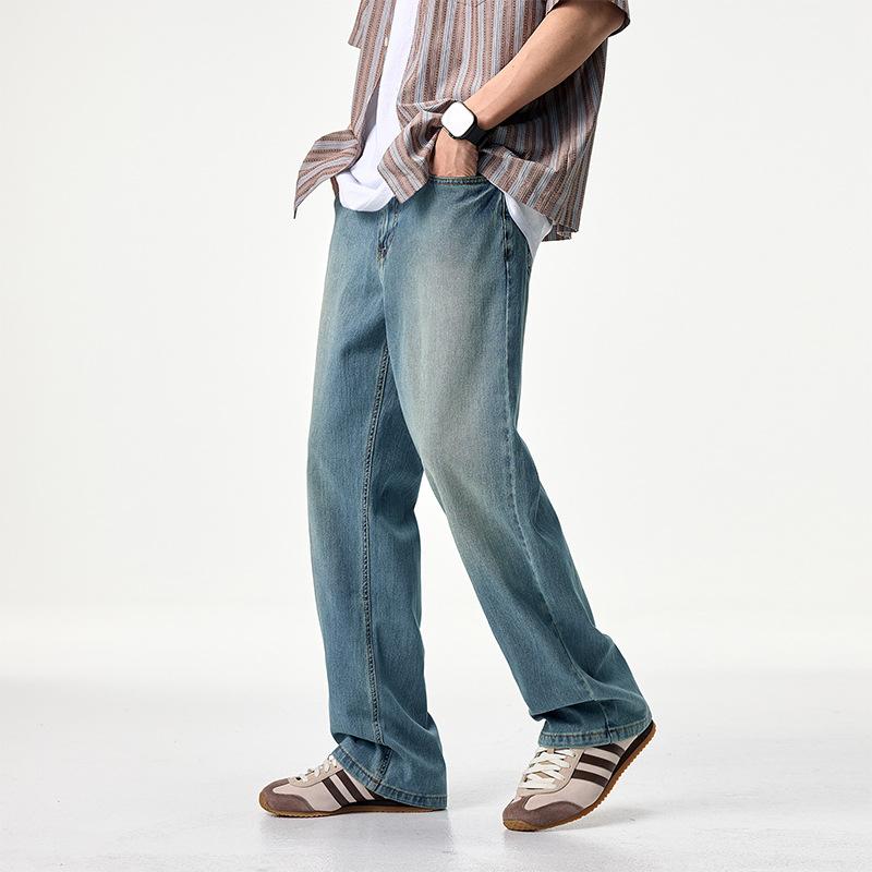 

Весенний Прямой Фасон Летние и Весенние Свободные Джинсы с Ледяным Эффектом 40